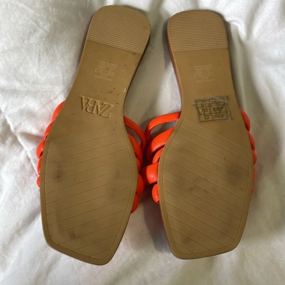 Zara |Orange | Slip On| Crisscross Straps |Sandals | Modern |Slides |Size 36 - Picture 9 of 12